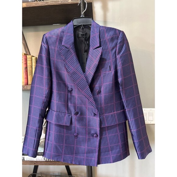 RtA Jackets & Blazers - RTA Clark Oversized Double Breasted Houndstooth Blazer Purple Womens Size S